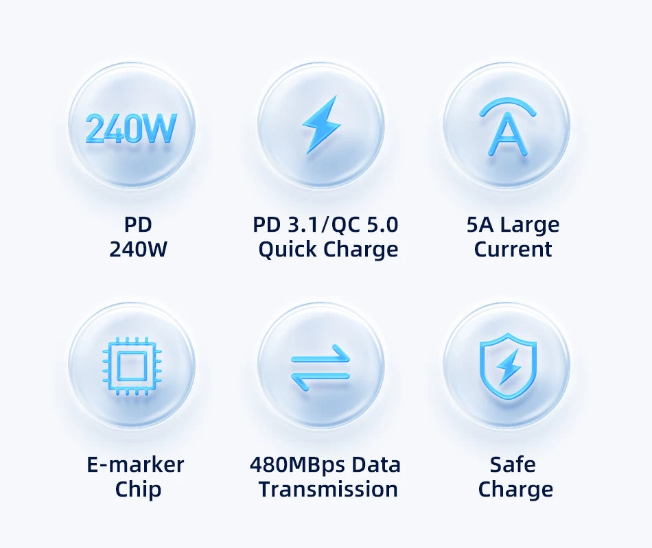 USB-C to USB-C 240W Cable – 2m PD 3.1 Fast Charger