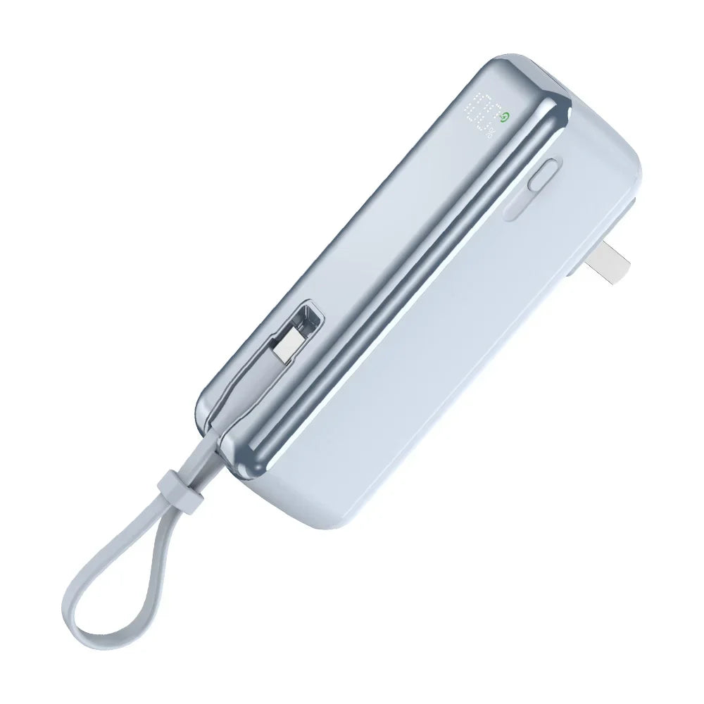 5000mAh Mini Power Bank – 20W Fast Charging with Cable