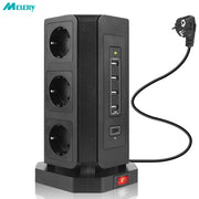 MELERY EU Vertical Space - Saving Tower Power Strip – 9 AC Sockets & 5 USB Ports