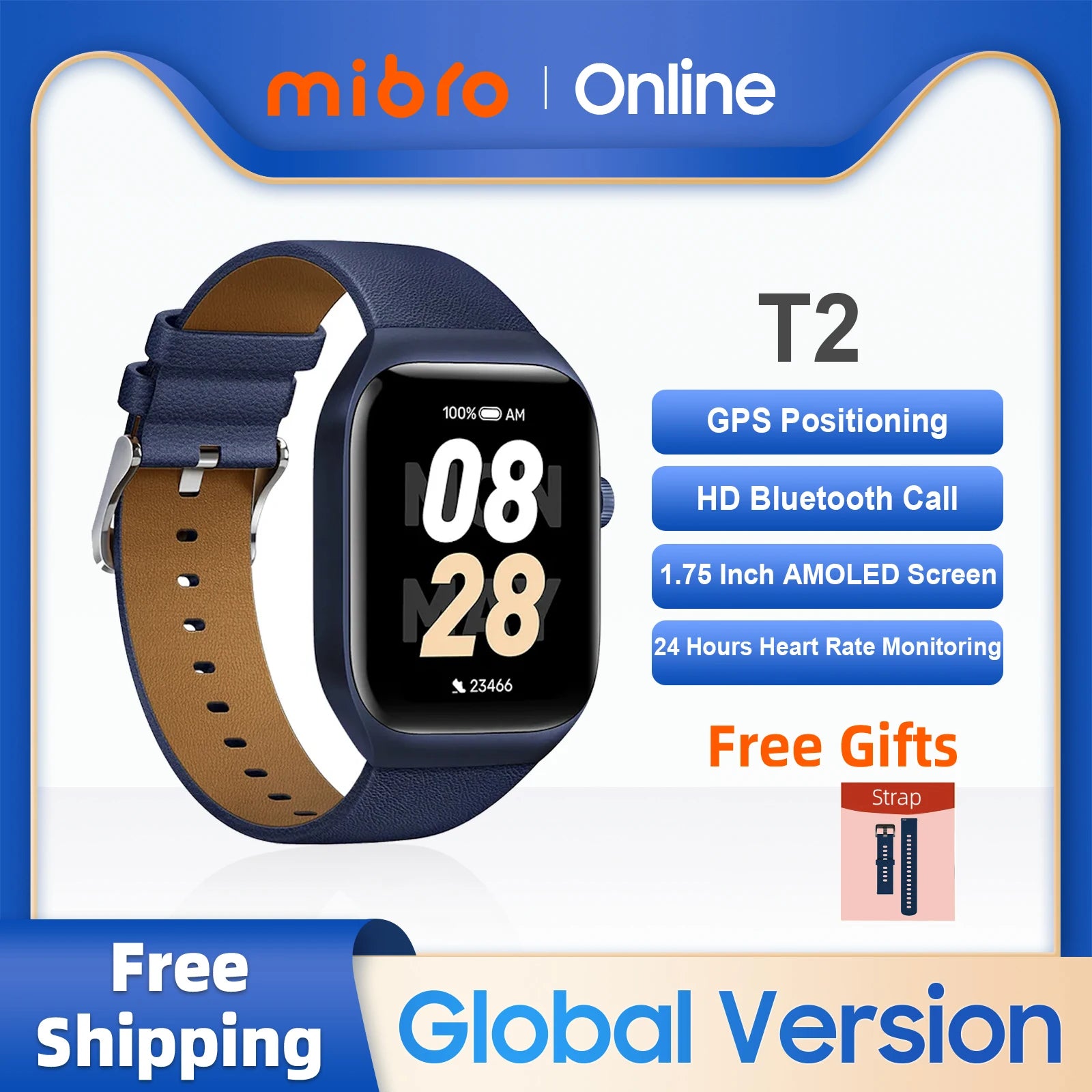 Mibro T2 HD Smartwatch – GPS, Sports Tracking, AOD, 2ATM Waterproof