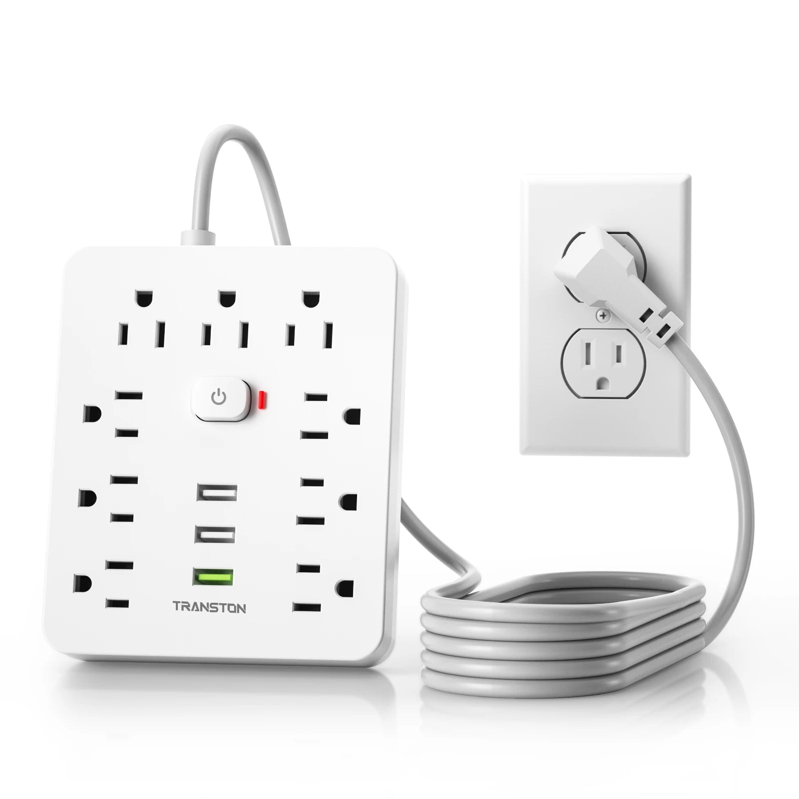 Surge Protected Power Outlet – 9 AC & 3 USB Ports with 5ft Extension Cord