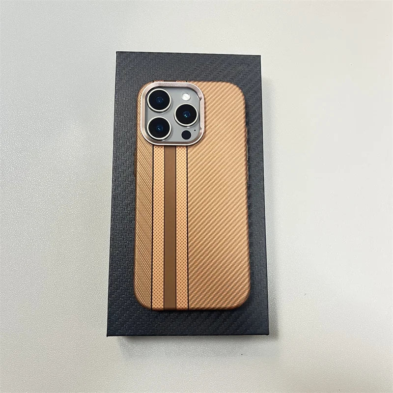 Geometric Carbon Fiber Texture 3D Relief MagSafe Case for iPhone 15–17 Series