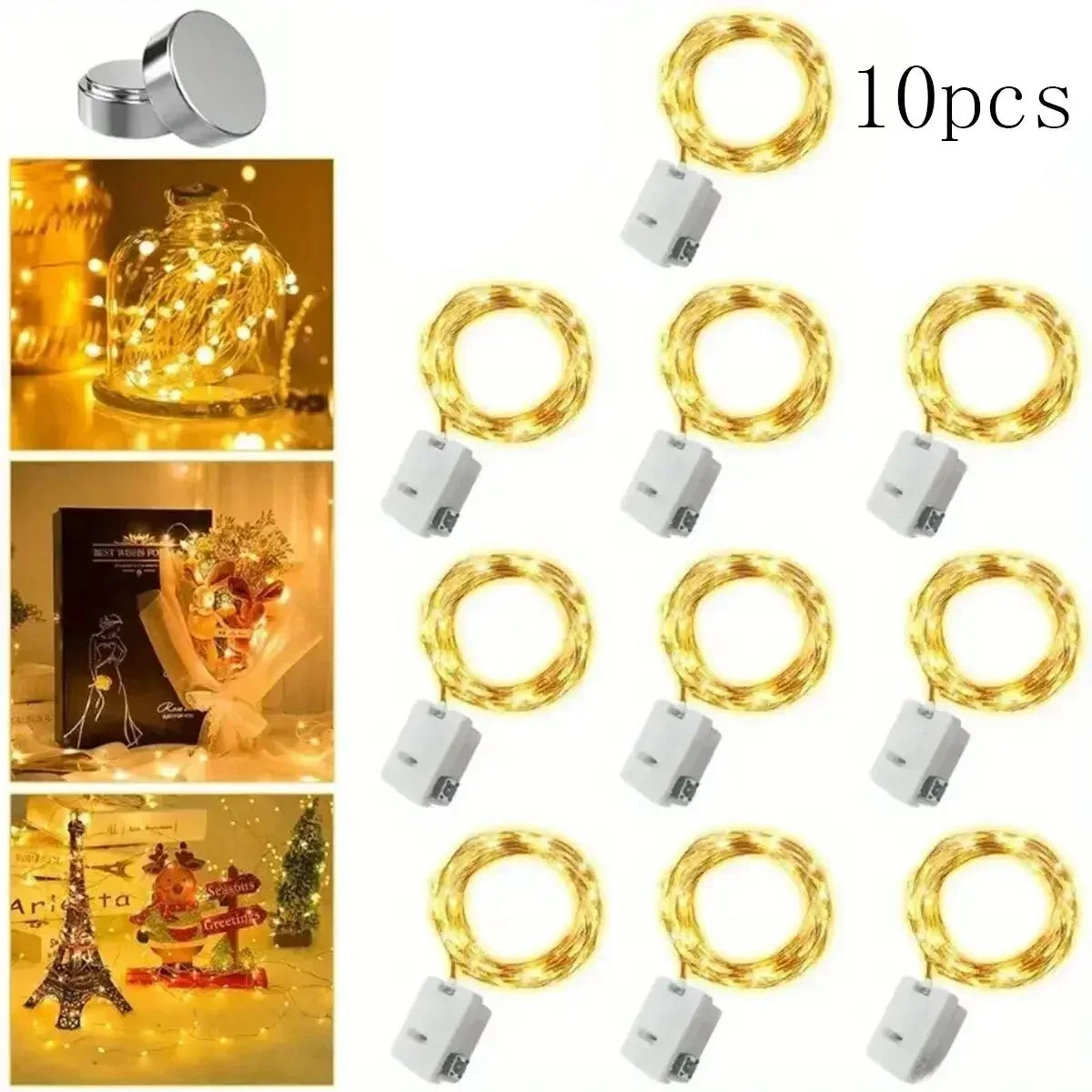 LED Fairy Lights Button Battery Light String Christmas Wedding New Year Bedroom Living Room Garden Decoration Garland