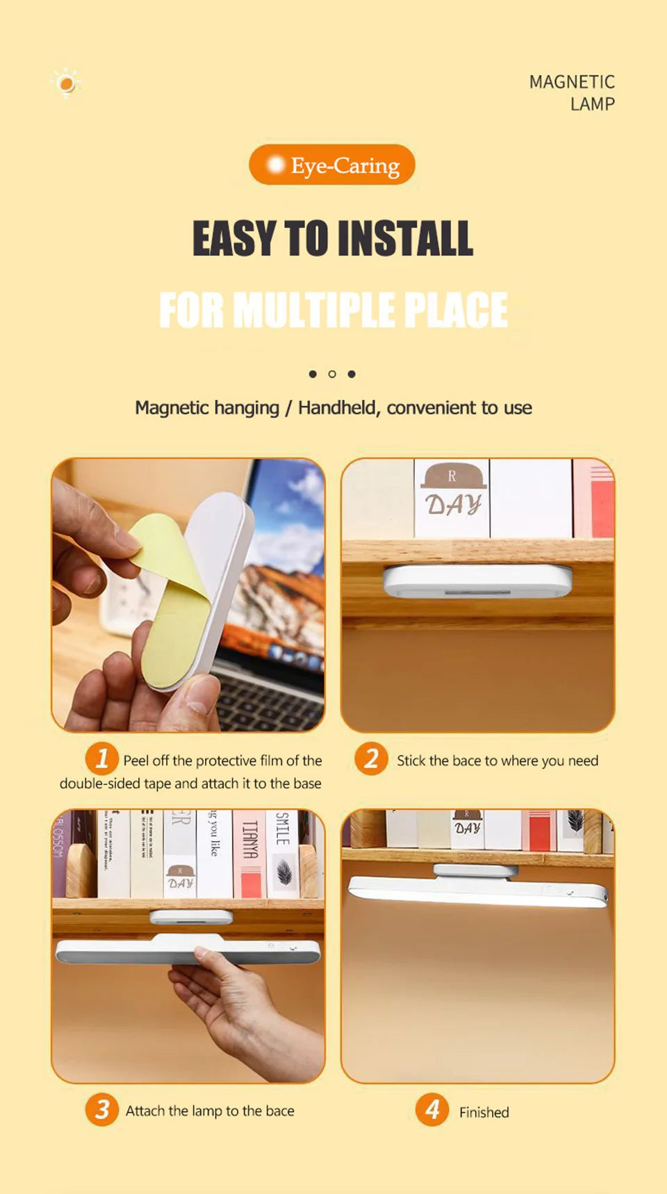 Remote LED Desk Lamp – Magnetic Hanging Rechargeable Light