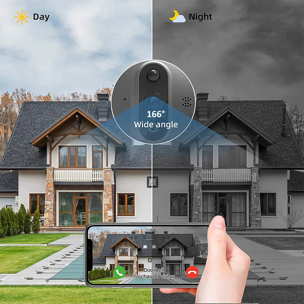 3MP Smart WiFi Doorbell Camera – PIR Motion & 5000mAh Battery
