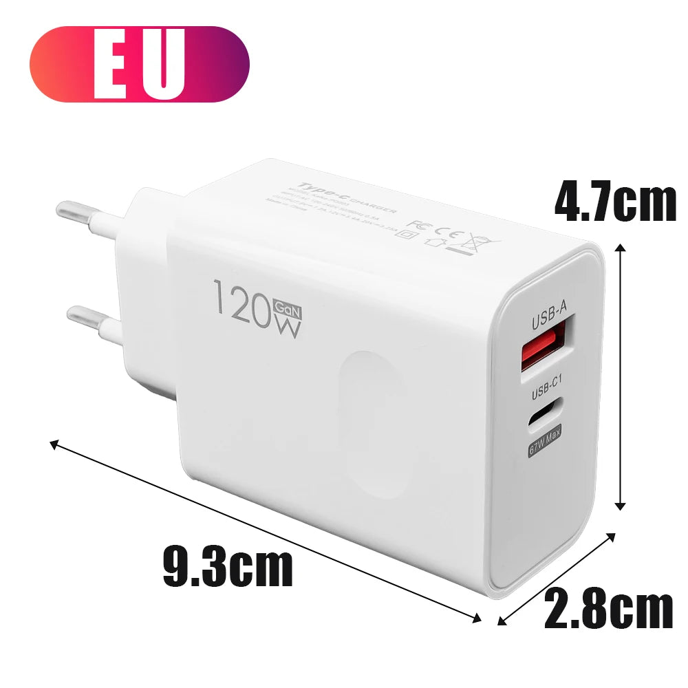 120W USB-C PD Charger Kit – Fast Charging for iPhone & Android