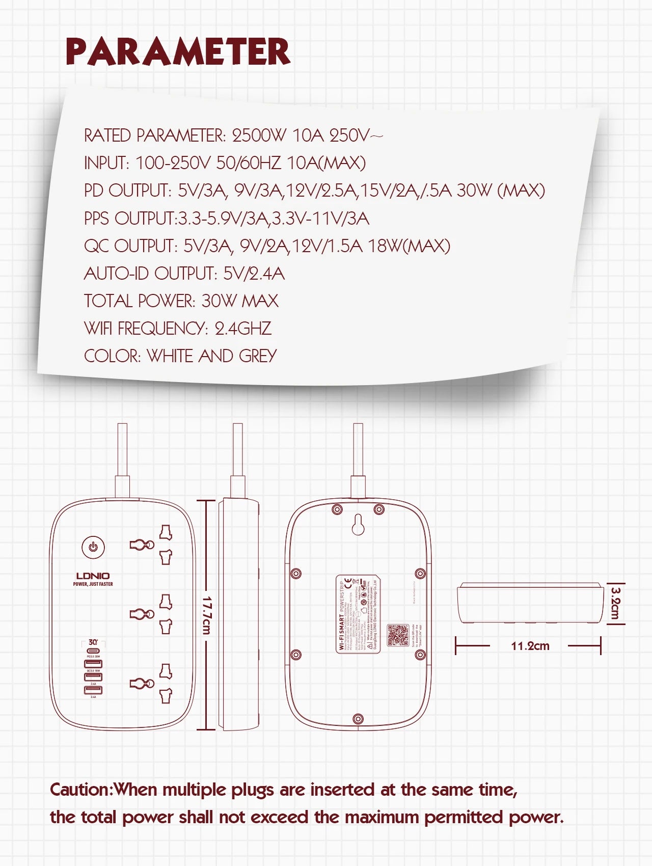 LDNIO WiFi Smart Power Strip – USB PD Ports & Remote Control