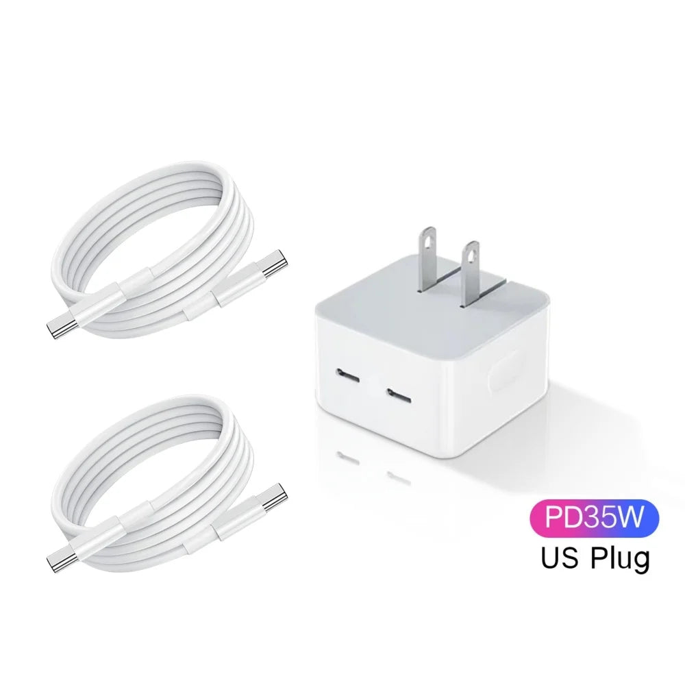 35W Dual PD Fast Charger – USB-C Wall Adapter for iPhone & Android