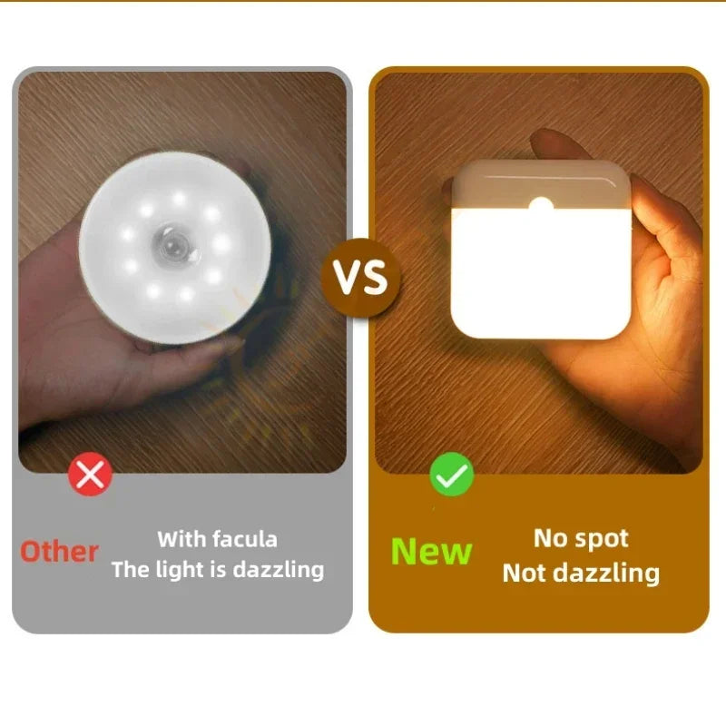 Motion Sensor Night Lamp – USB LED Light for Stairs, Closet, Hallway, Bedroom