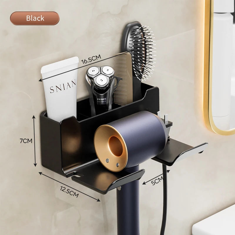 Wall-Mounted Hair Dryer Holder – Bathroom Organizer