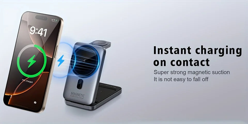 3-in-1 MagSafe Wireless Charger Stand – Foldable Design