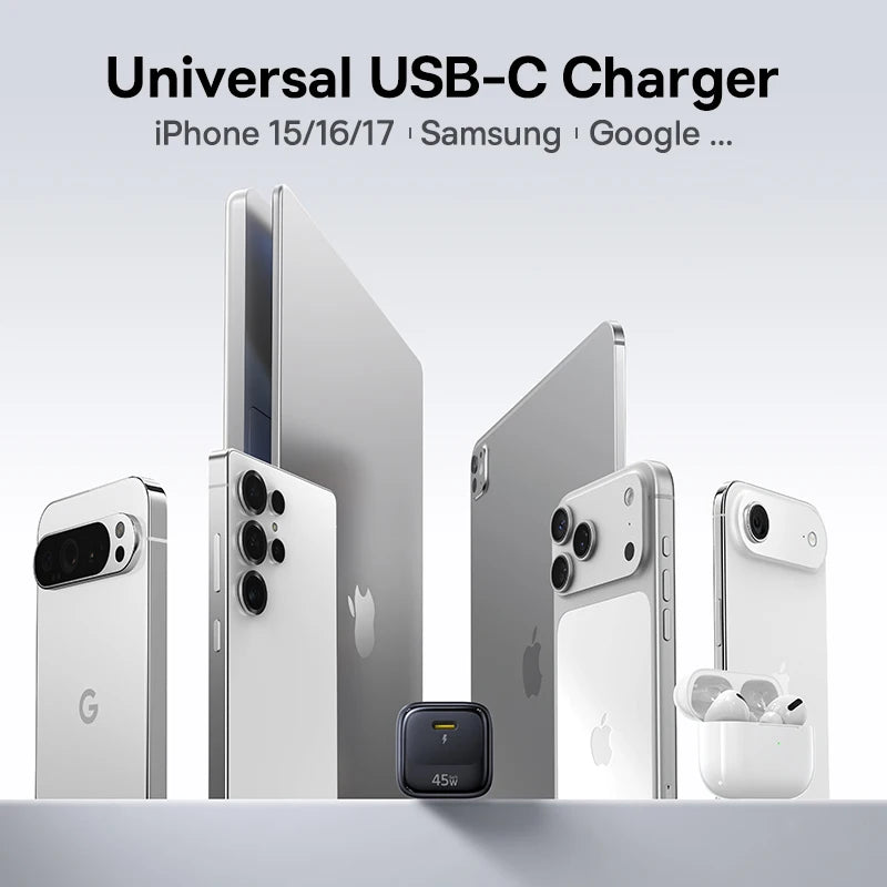 Baseus 45W GaN Charger For iPhone 17 16 15 Pro Max Samsung Galaxy Fast Charger Phone Charger USB C Charger Portable PD Charger