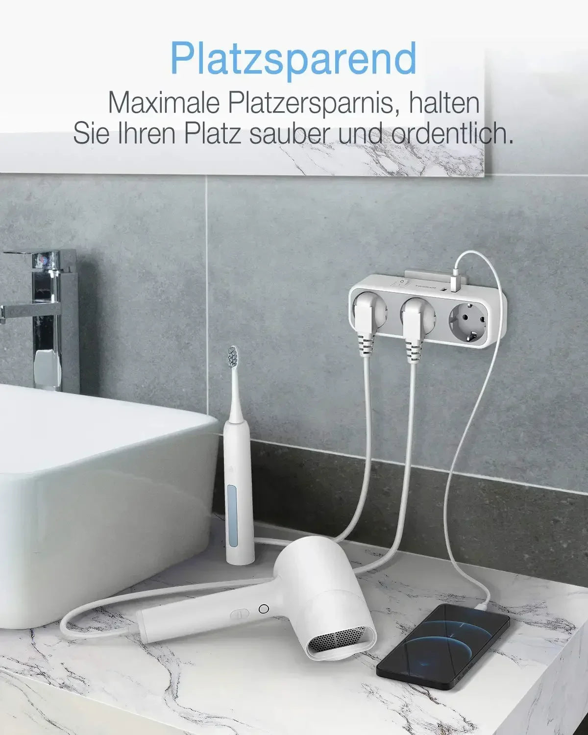 TESSAN Wall Power Strip – USB Ports & Overload Protection