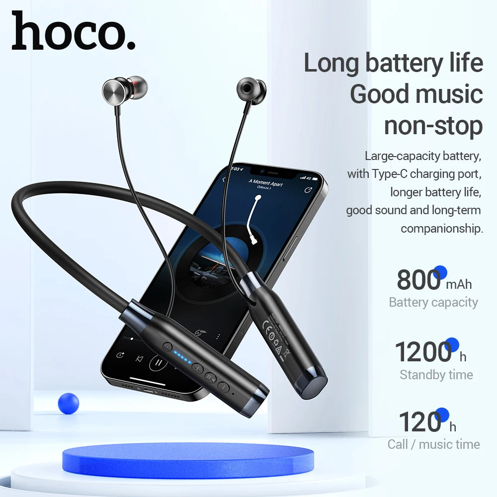 HOCO ES62 Neckband Wireless Earphones – Bluetooth HiFi Stereo Sports Earbuds