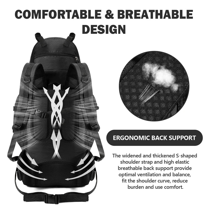 90L Waterproof Hiking Backpack – Large Capacity Camping & Trekking Bag