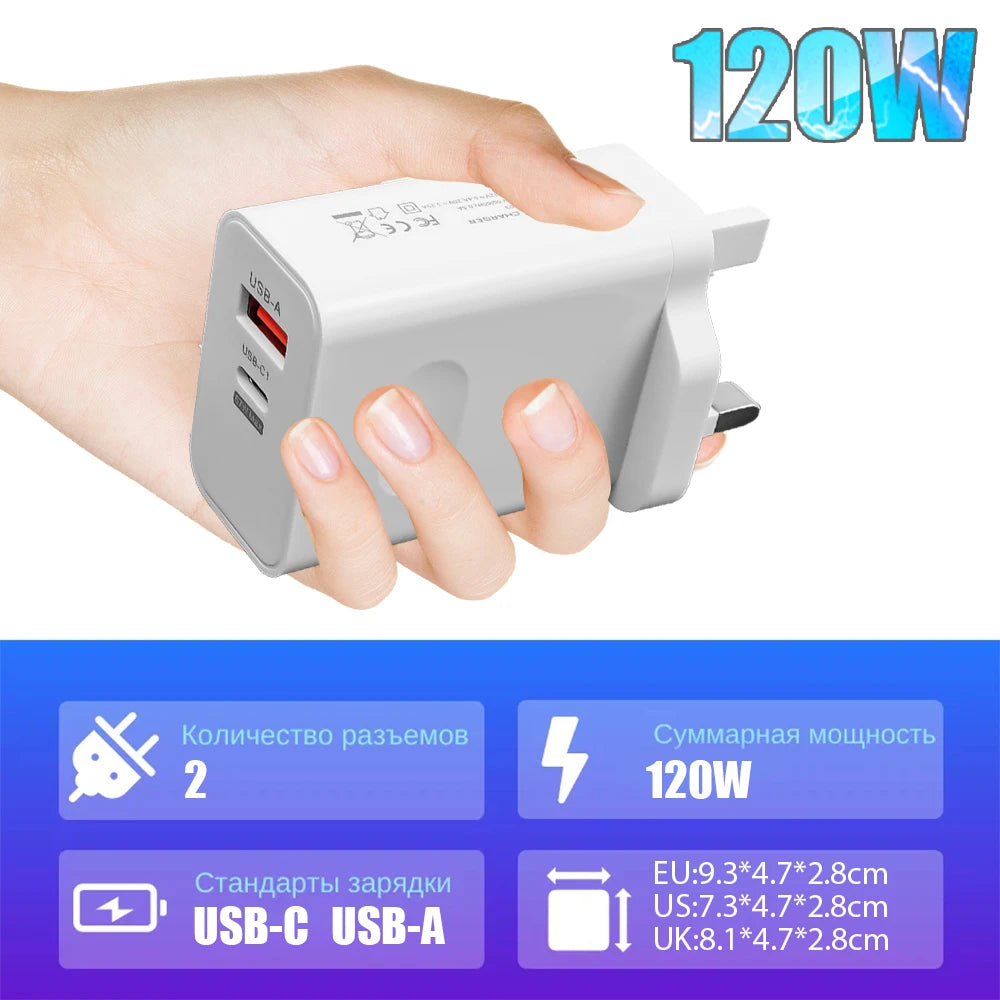 120W USB-C PD Charger Kit – Fast Charging for iPhone & Android