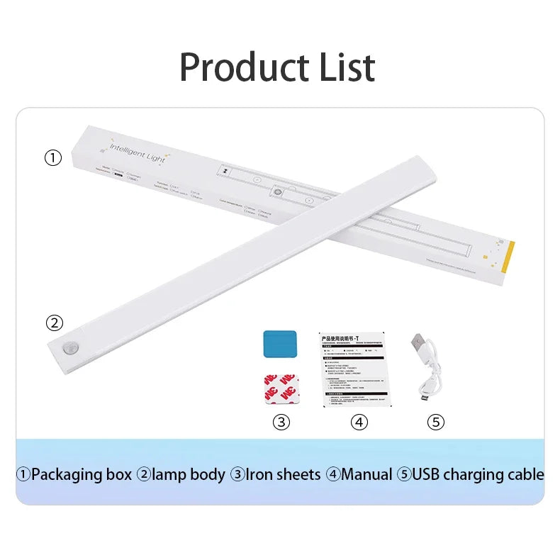 3-in-1 Under Cabinet LED Light – Motion Sensor, USB Rechargeable (Multiple Lengths)