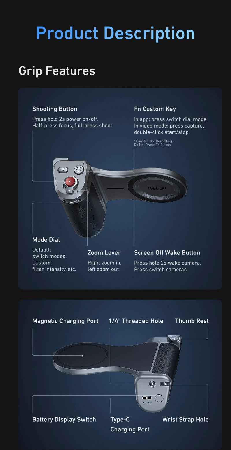 Magnetic Master Grip for iPhone 17 Pro – TELESIN Phone Camera Handle Kit