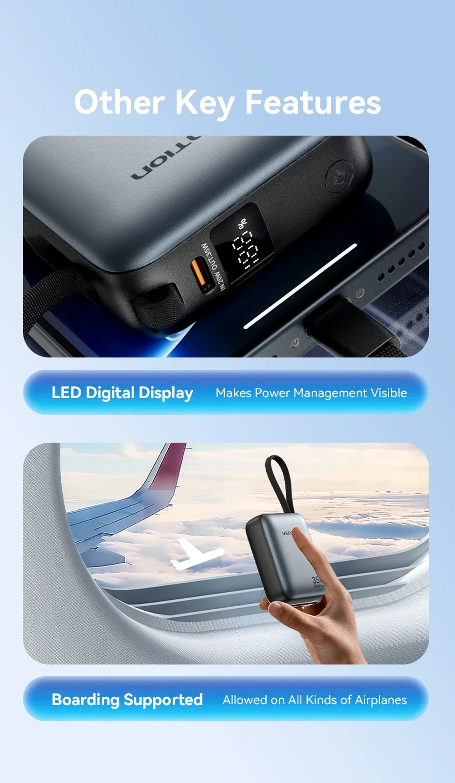 Vention 35W Mini Power Bank 10000mAh Fast Charging