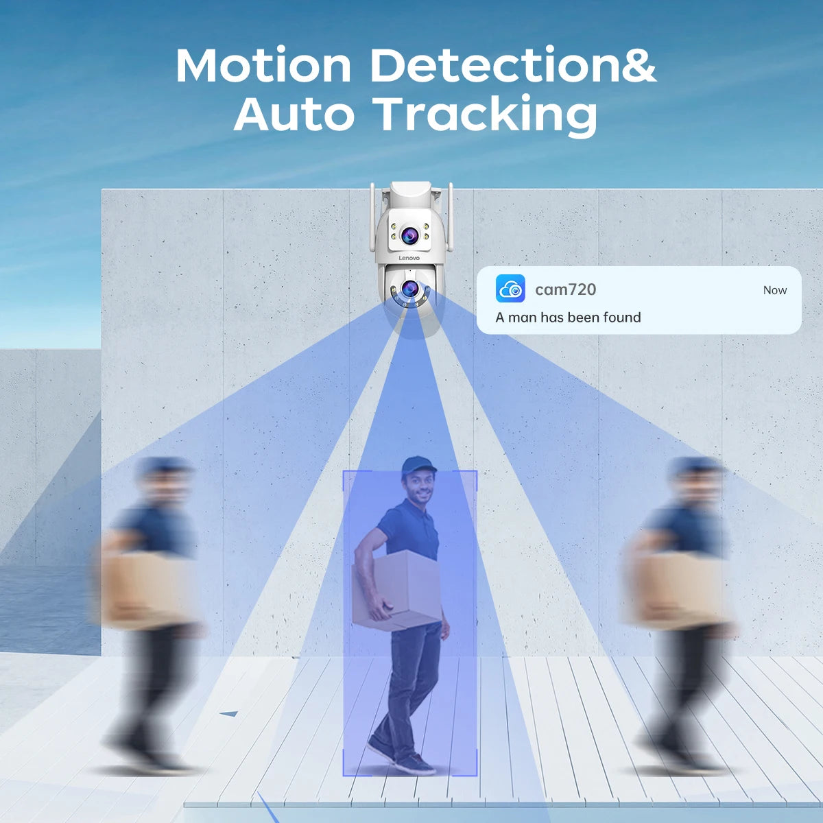 Lenovo 4K Dual-Lens PTZ Wi-Fi Outdoor Security Camera with Auto Tracking & ONVIF