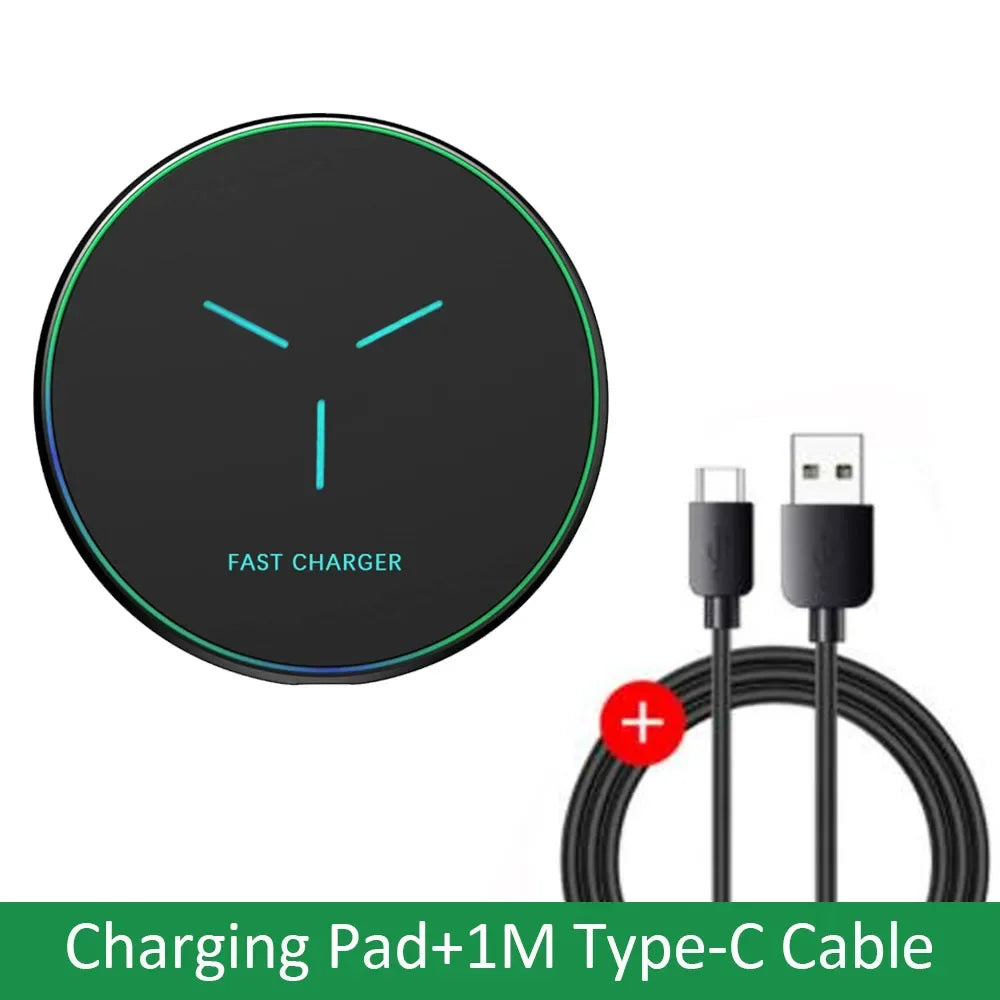 Wireless Charging Pad Fast Wireless Charger Compatible for iPhone 17 Pro 16 15 14 13 12 SE XS Max XR AirPods for Samsung Galaxy