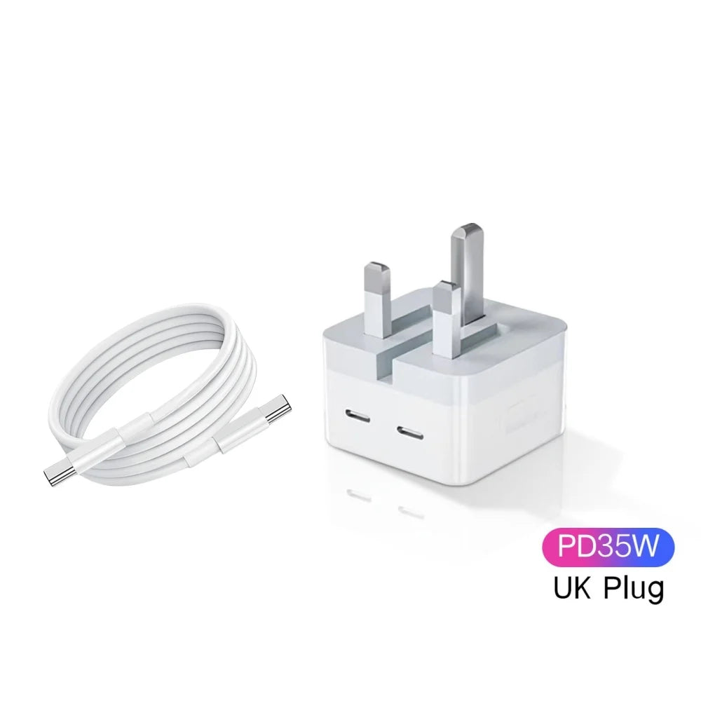 35W Dual PD Fast Charger – USB-C Wall Adapter for iPhone & Android