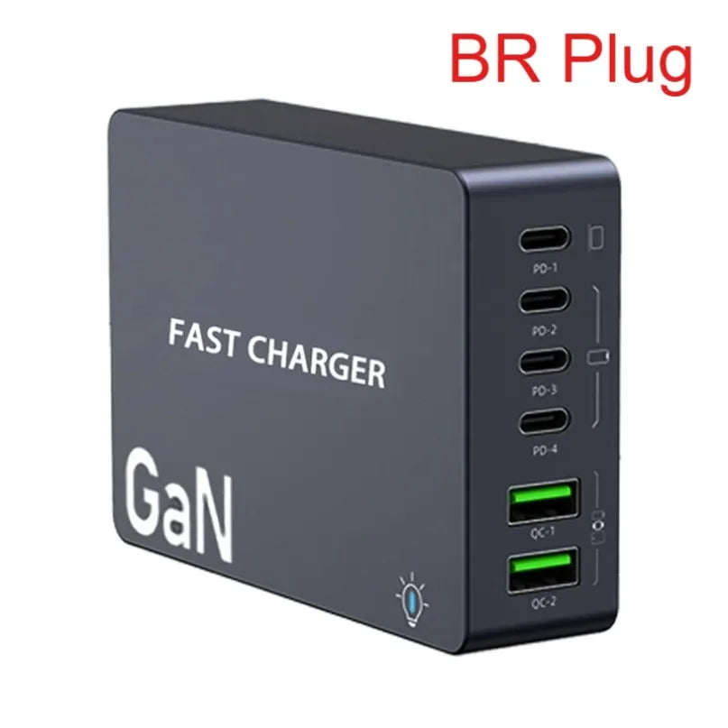990W GaN Desktop Charging Station – 6-Port Fast Charger with 4 USB-C & 2 USB-A Ports