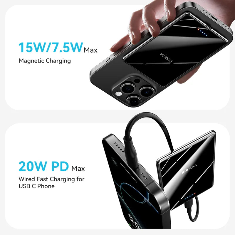 Slim KUULAA Magnetic Power Bank – Wireless for MagSafe