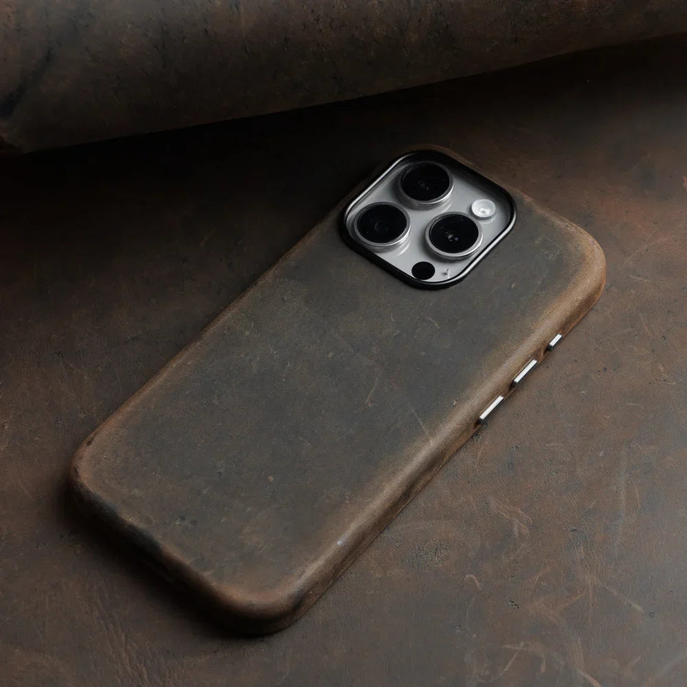 YMW Italian Crazy Horse Genuine Leather MagSafe Case for iPhone 15–17 Series