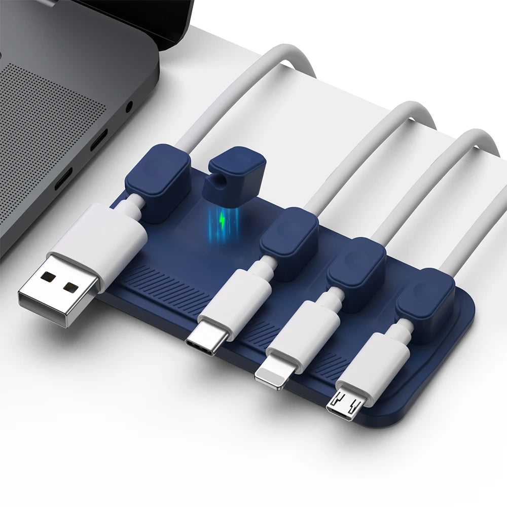 Magnetic Cable Clips – Silicone Wire Holder, 5-Pack for USB-C, Micro & Lightning