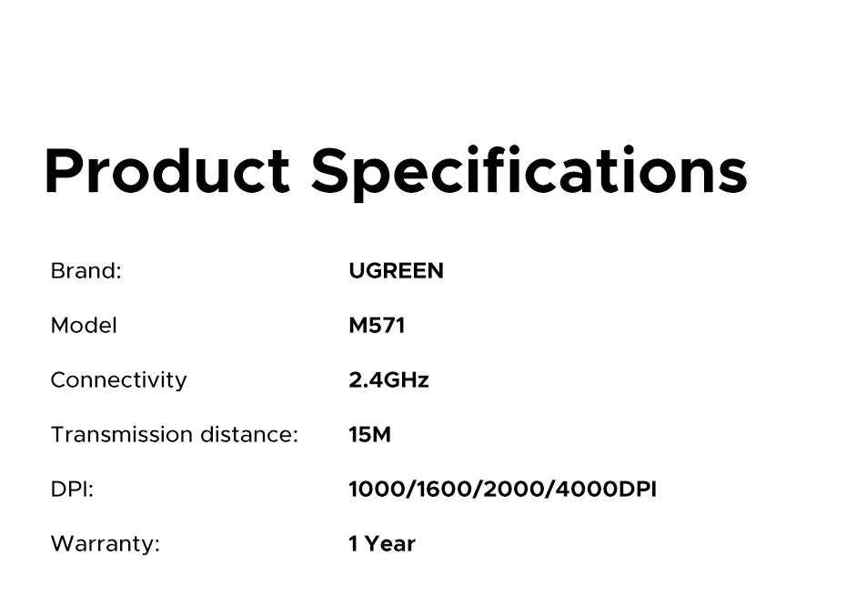 UGREEN Vertical Wireless Mouse – 2.4G, Ergonomic, 4000 DPI, 6 Buttons