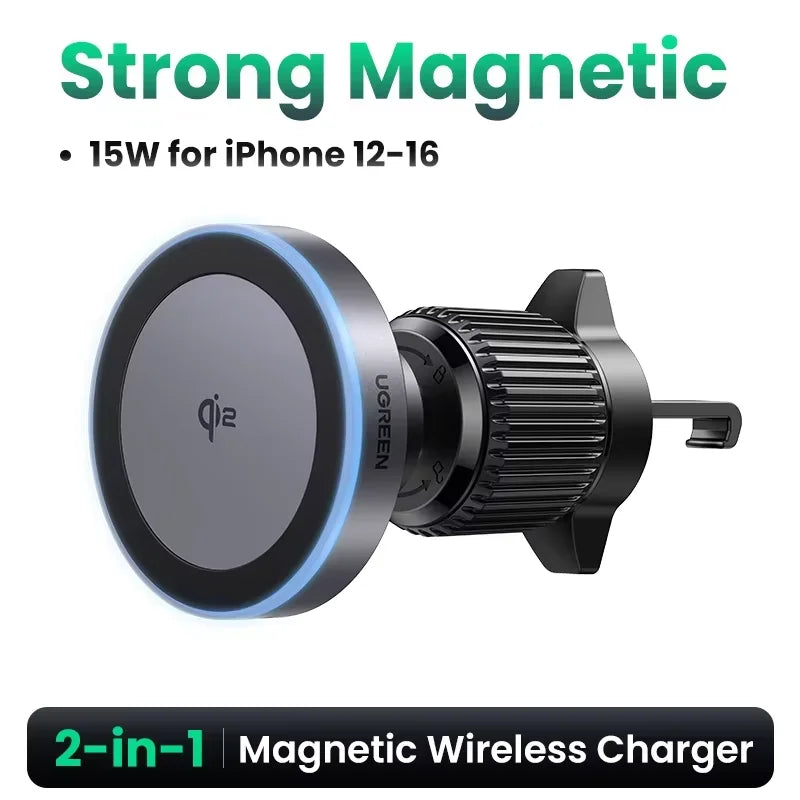 UGREEN Qi2 Magnetic Car Charger for iPhone – Wireless 25W/15W