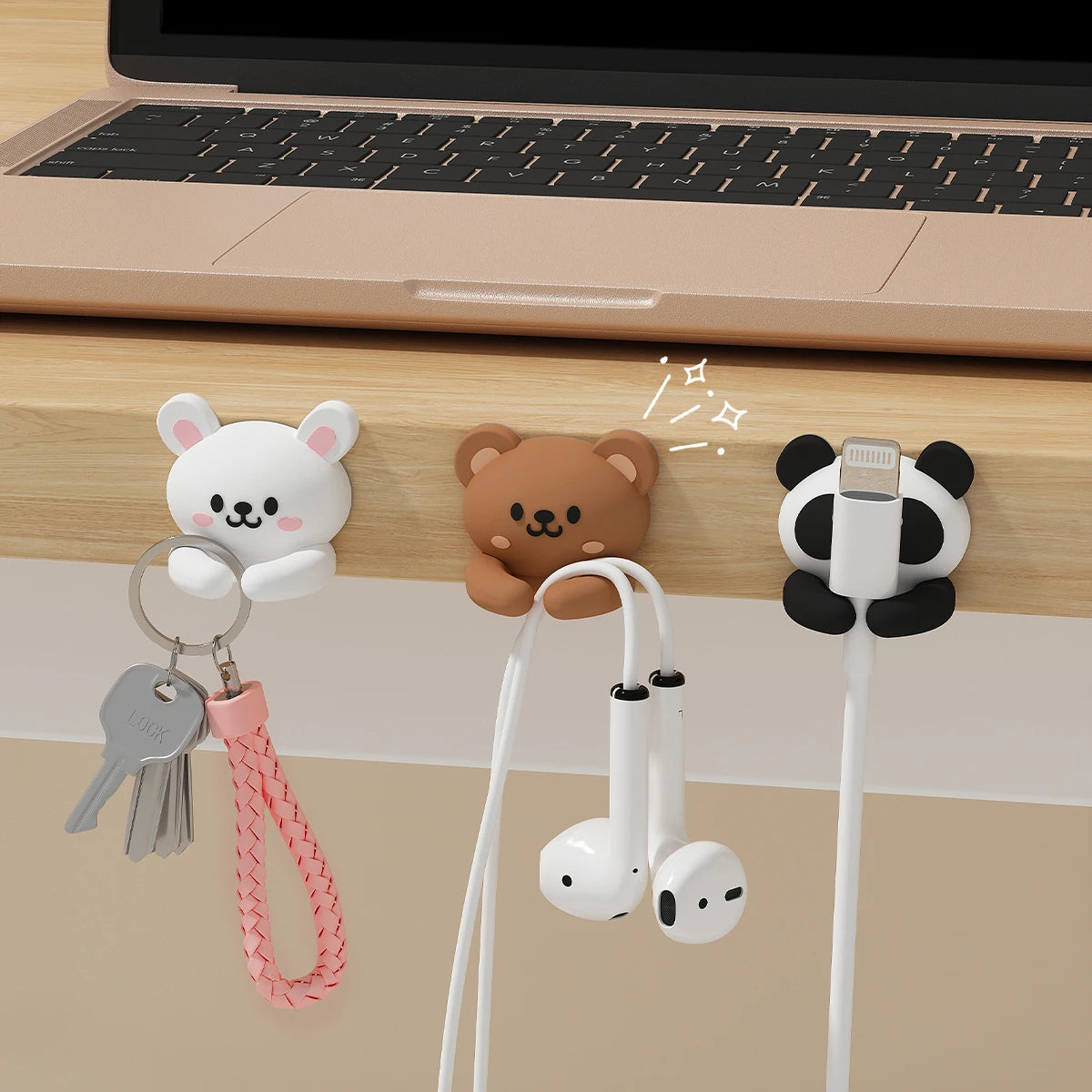 Desktop Cable Manager – Cartoon Wire Holder for Cables & Earphones