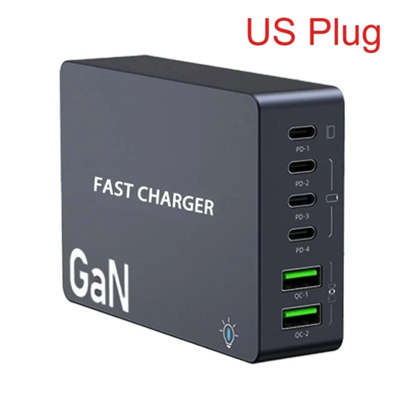 990W GaN Desktop Charging Station – 6-Port Fast Charger with 4 USB-C & 2 USB-A Ports