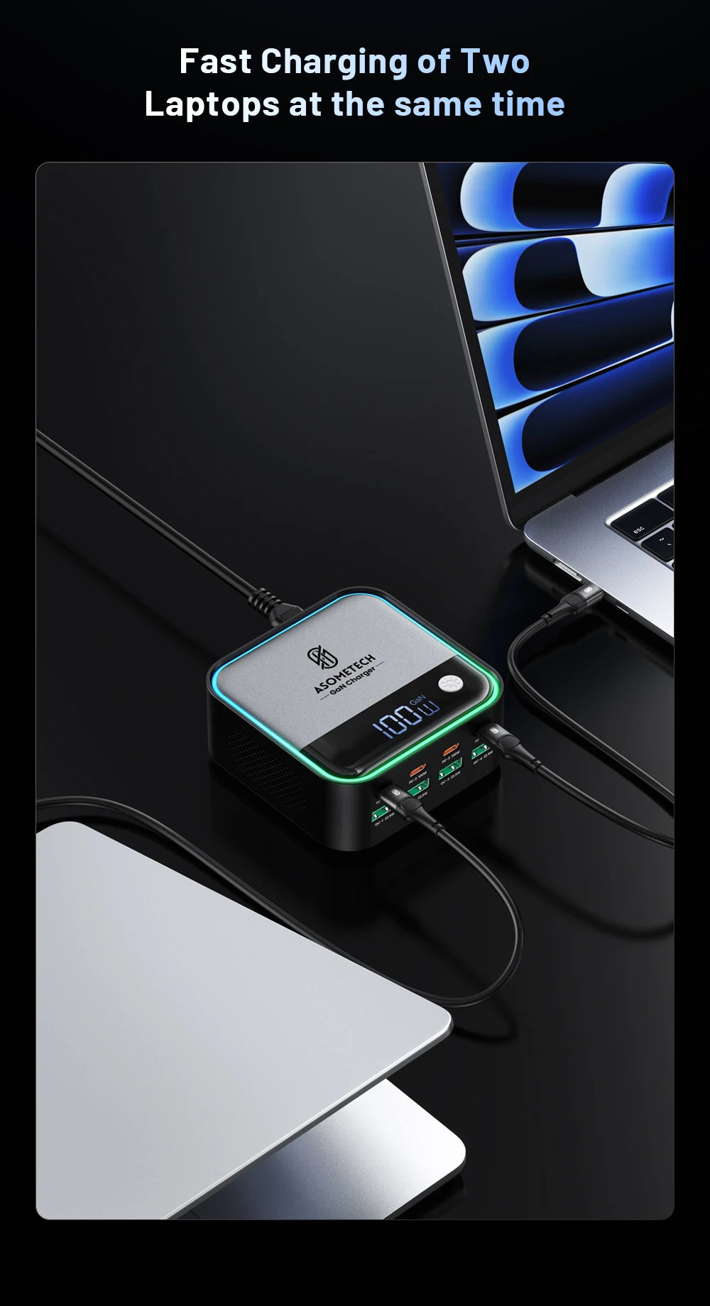 8-Port GaN Fast Charger for Laptop & iPhone 15