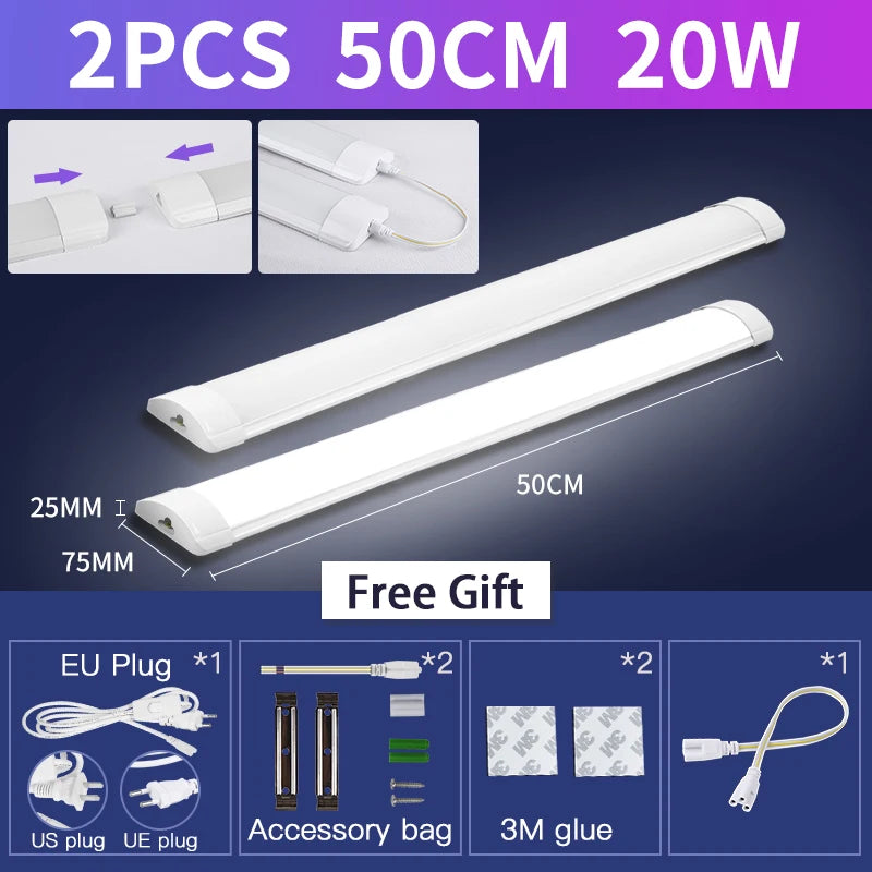 LED Tube Light with Switch – Wired Lighting Strip (10W / 20W Options)