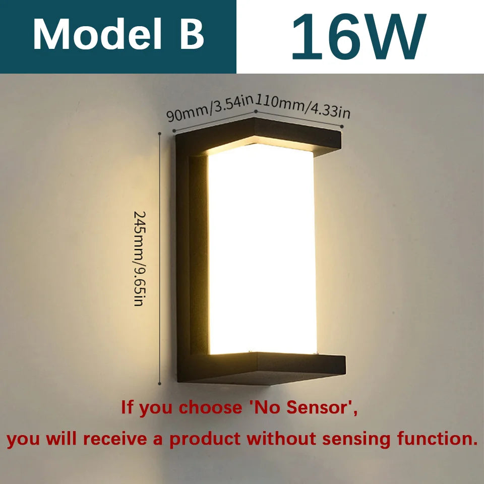 Outdoor Wall Light – Modern LED, AC110-220V, Sensor