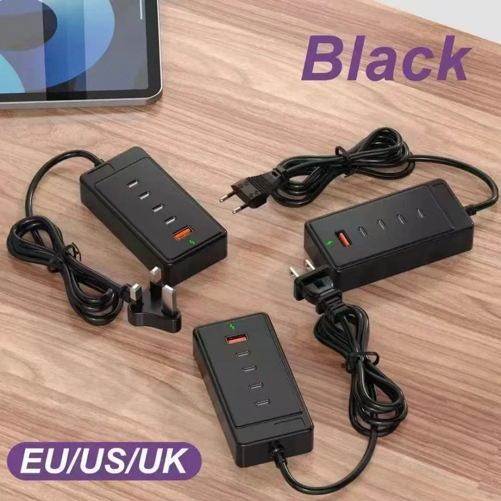 65W USB-C Fast Charging Hub – Multi-Port Wall Charger with 1M Extension Power Socket