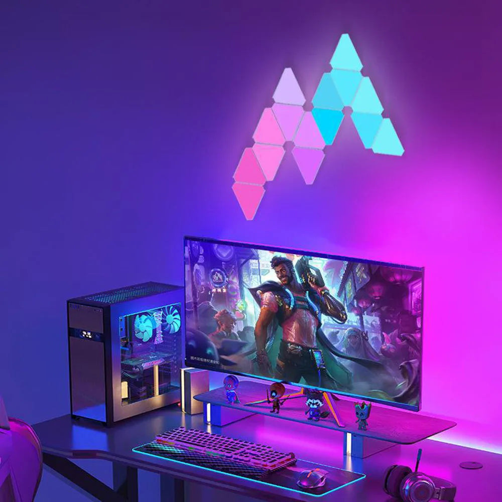 Smart RGB Triangle Wall Lamp – Bedroom, Office & Bedside Decor