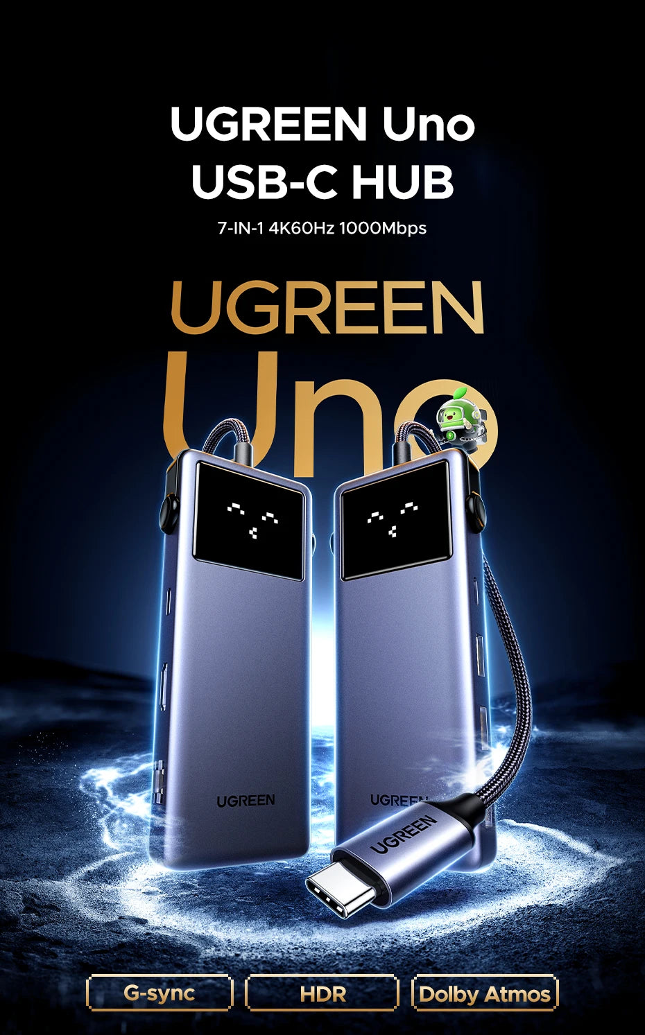 UGREEN Laptop USB-C Hub – 4K HDMI, Gigabit Ethernet, Fast Charging PD