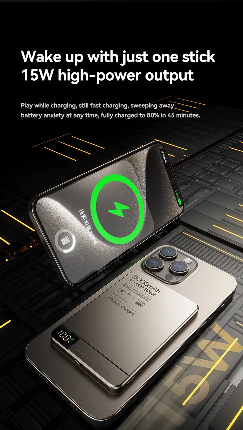 Magnetic Wireless Power Bank – Fast Charging for Magsafe iPhone