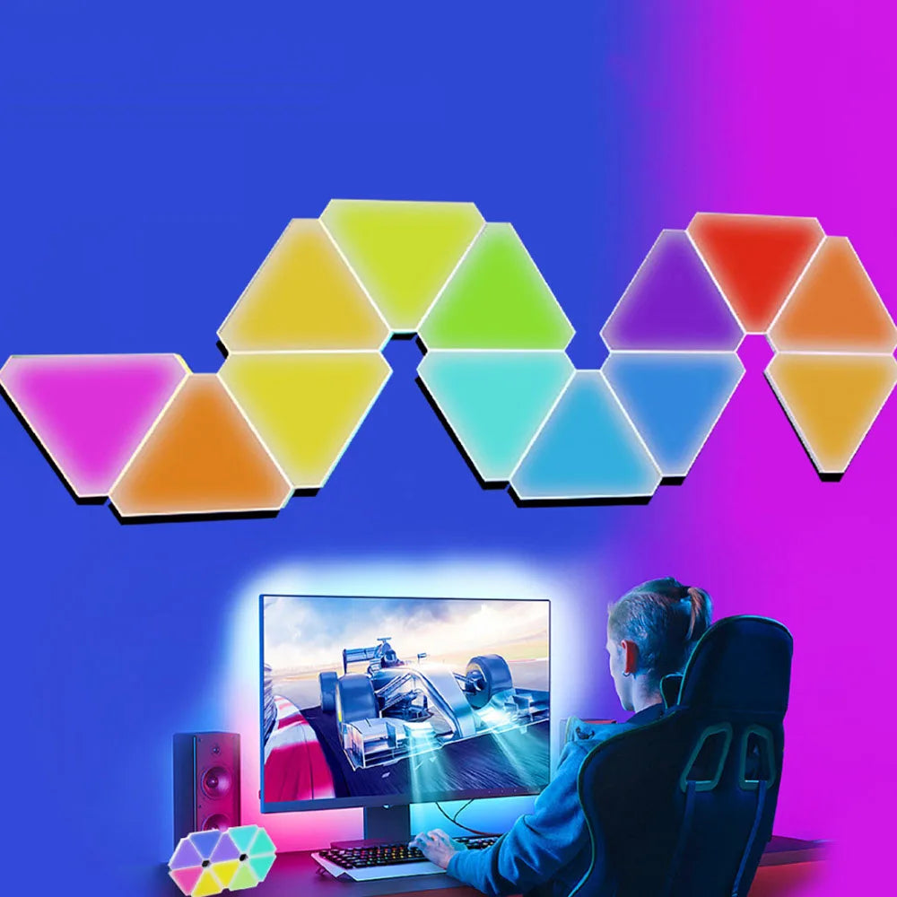 Smart RGB Triangle Wall Lamp – Bedroom, Office & Bedside Decor