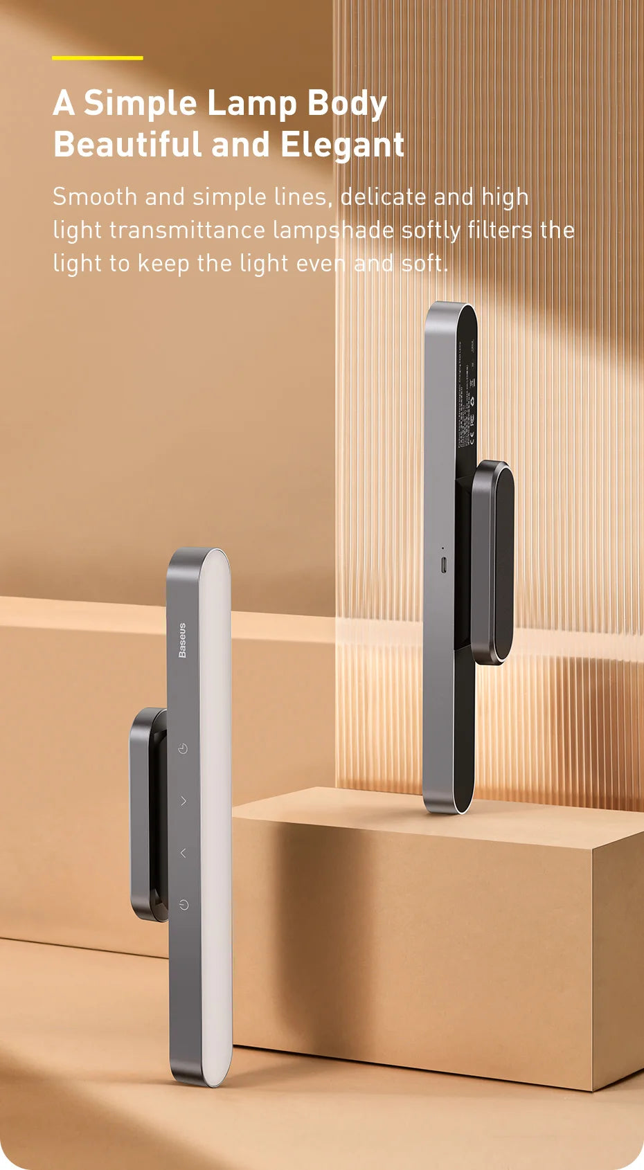 Baseus Magnetic LED Desk Lamp – Rechargeable & Dimmable Light for Modern Workspaces