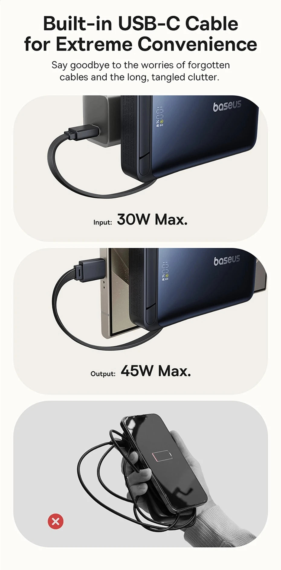 Baseus 45W Magnetic Power Bank – 10,000mAh with Kickstand