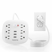 TRANSTON Surge Protector Power Outlet – 6 AC & 3 USB Ports, Fire-Resistant Design