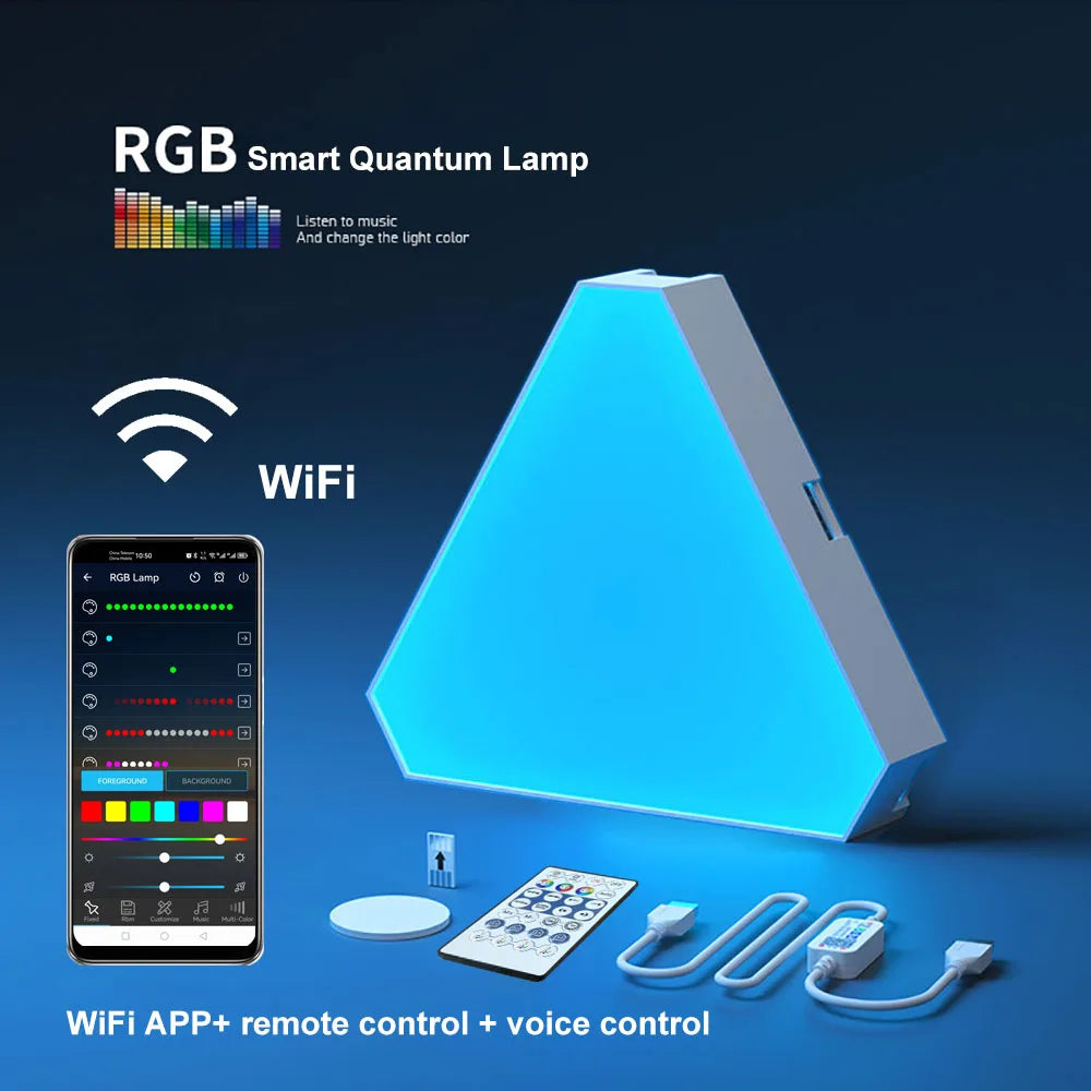 Smart RGB Triangle Wall Lamp – Bedroom, Office & Bedside Decor