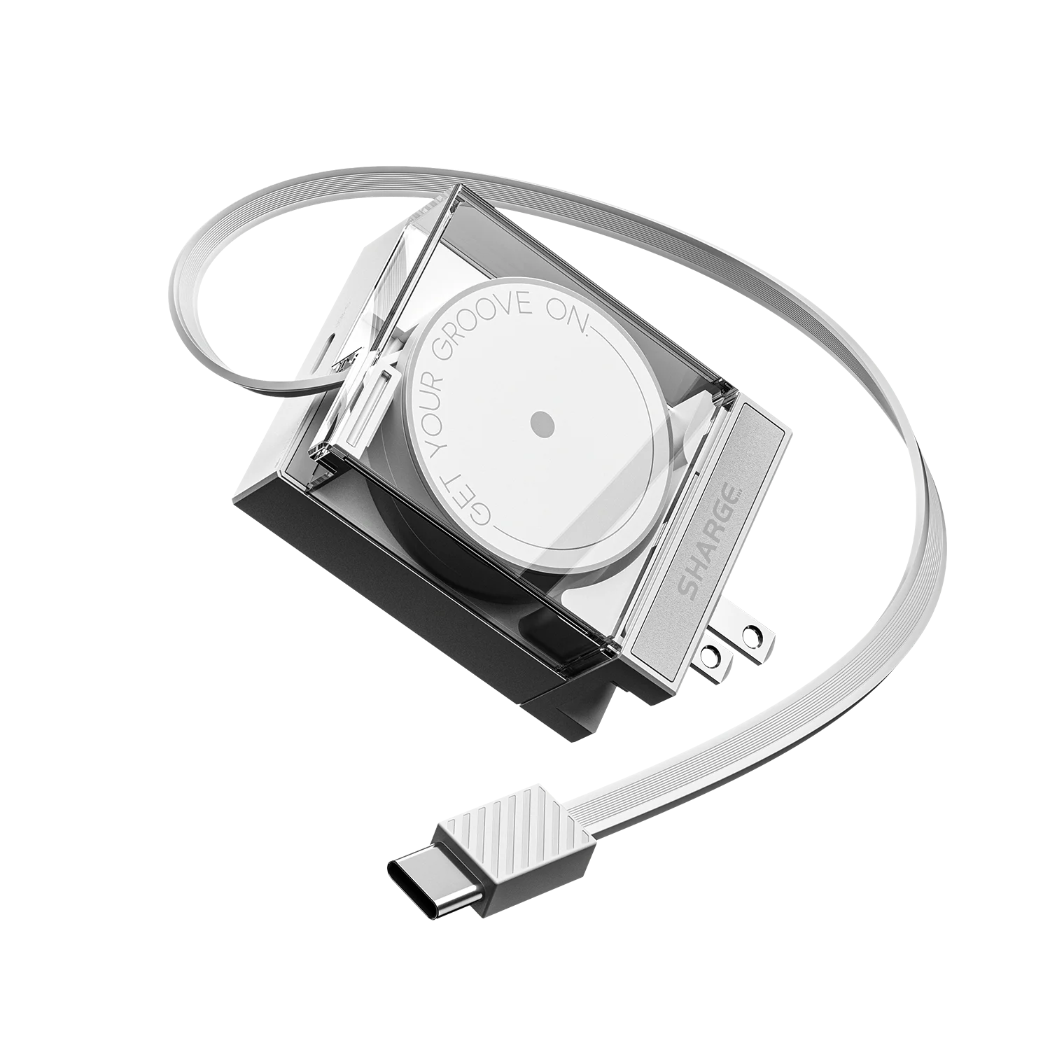 SHARGE Retractable 65W USB C Charger GaN Power 2 Devices PD Fast Charging for MacBook Pro/Air, iPhone 16,Pixel Book