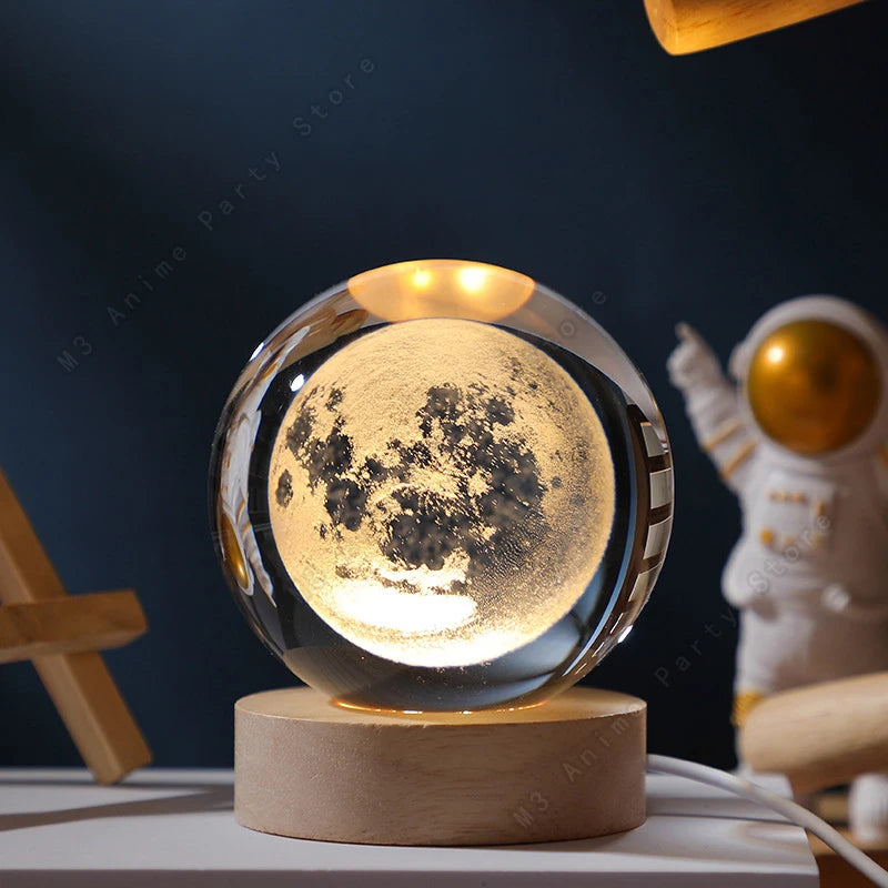 3D Galaxy Crystal Lamp – Bedside Night Light