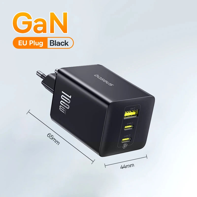 Baseus 100W GaN PD Charger – Fast USB Charging for Phones & Laptops