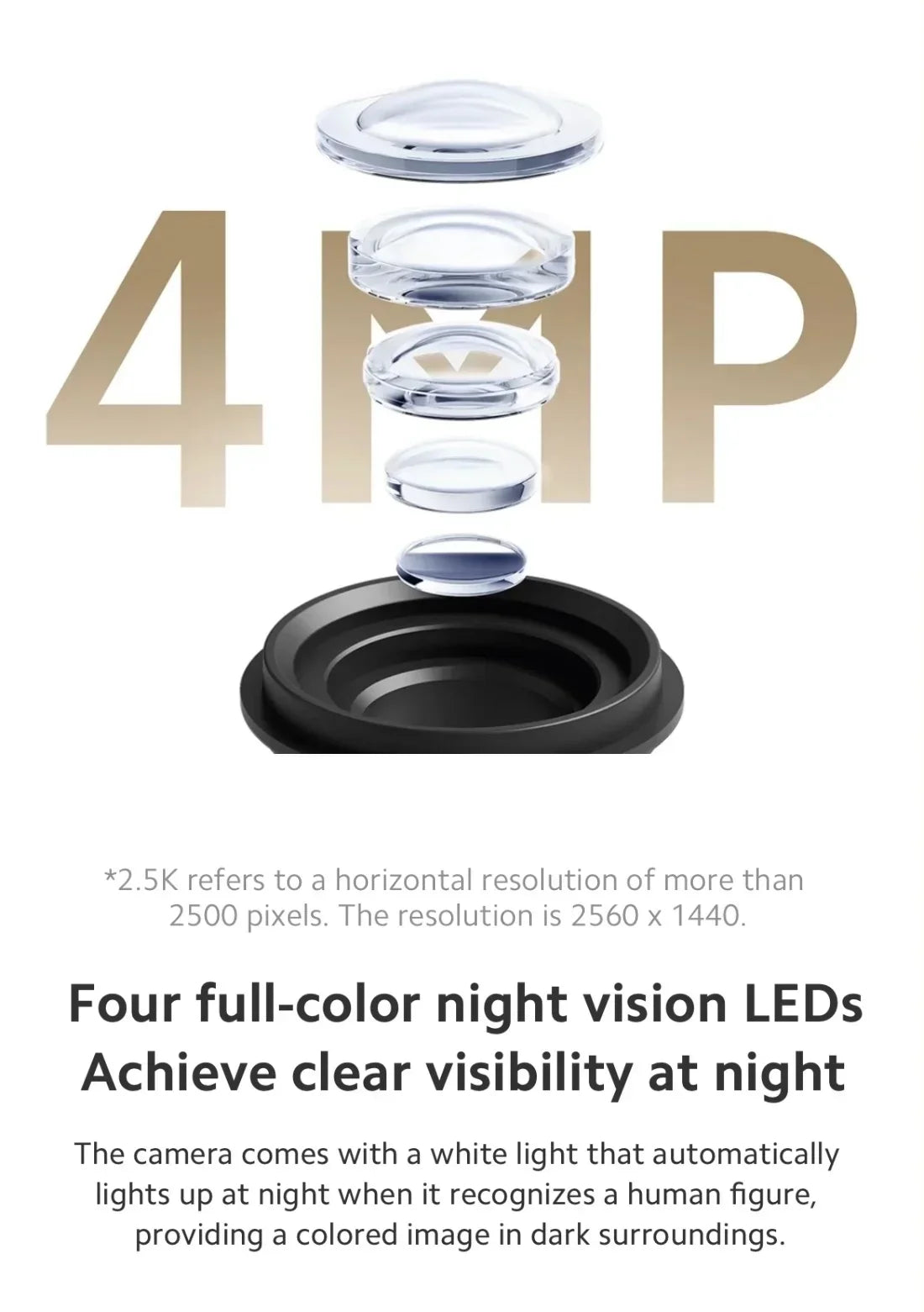 Xiaomi 2.5K HD Security Camera – Outdoor, Full-Color Night Vision, Sound & Light Alarm